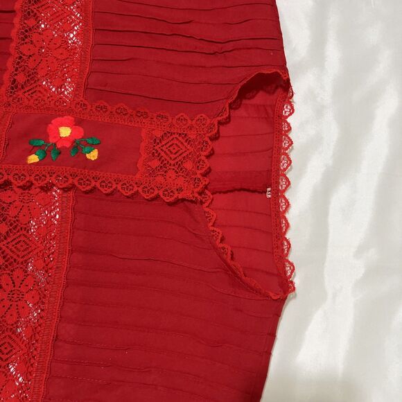 Swim Coverup Red Cutout Lace Embroidered Boho Beach Resort Wear Poolside - Picture 8 of 16